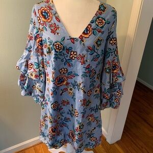 Nicole Miller blue floral cotton Dress, size 10